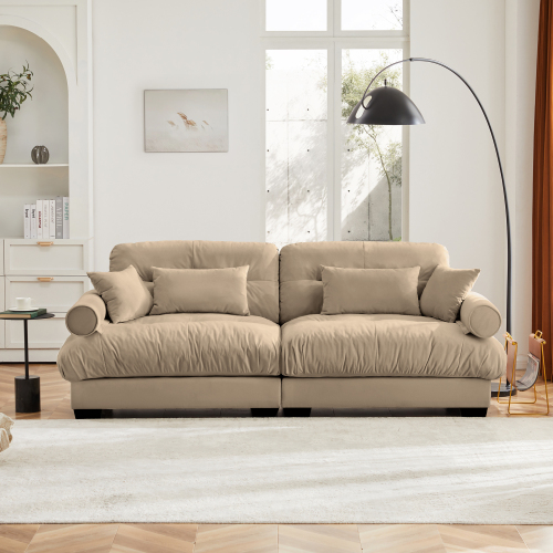 GAKMCIL 93.7" Loveseat Sofa, 2 Seater Modular Sectional Sofa, Large U Shaped Sectional Velvet Fluffy Couch,Deep Seat Sofas for Living Home