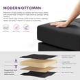 thumbnail image 4 of LAZZO Leather Ottoman, Square Faux Leather Bench with Extra Deep Cushion, Multi-Functional Footrest & Extra Seating for Living Room Bedroom, Black, 4 of 5