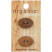 Organic Elements Brown 1" Small Wood Oval Buttons, 2 Pieces