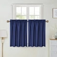 thumbnail image 4 of Haperlare 30"Wx36"L Navy Blue Cafe Curtains Waffle Farmhouse Curtain Light Filtering Waterproof Window Covering Curtain for Kitchen, Set of 2, 4 of 7