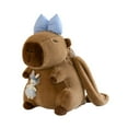 thumbnail image 4 of Segolike Plush Capybara Backpack, Cute 13.8 inch Capybara Stuffed Animal for Party, Birthday Gift Blue Bow, 4 of 8