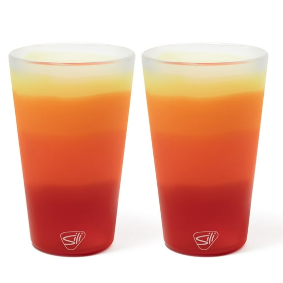 Silipint: Pint Glasses 16oz: 2 Pack - Marigold - Silicone Unbreakable Cups, Hot & Cold Drinks, Flexible, Dishwasher-Microwave-Freezer-Oven Safe
