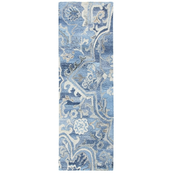 SAFAVIEH Marquee Marsan Geometric Runner Rug, Blue/Grey, 2'6" x 8'