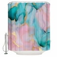 thumbnail image 2 of Teal Pink Marble Waterproof Fabric Shower Curtain, Abstract Ink Painting Modern Luxury Shower Curtain for Bathroom Curtains Bathtubs Hotel Washable Shower Curtains with 12 Hooks Small 36x72in, 2 of 6
