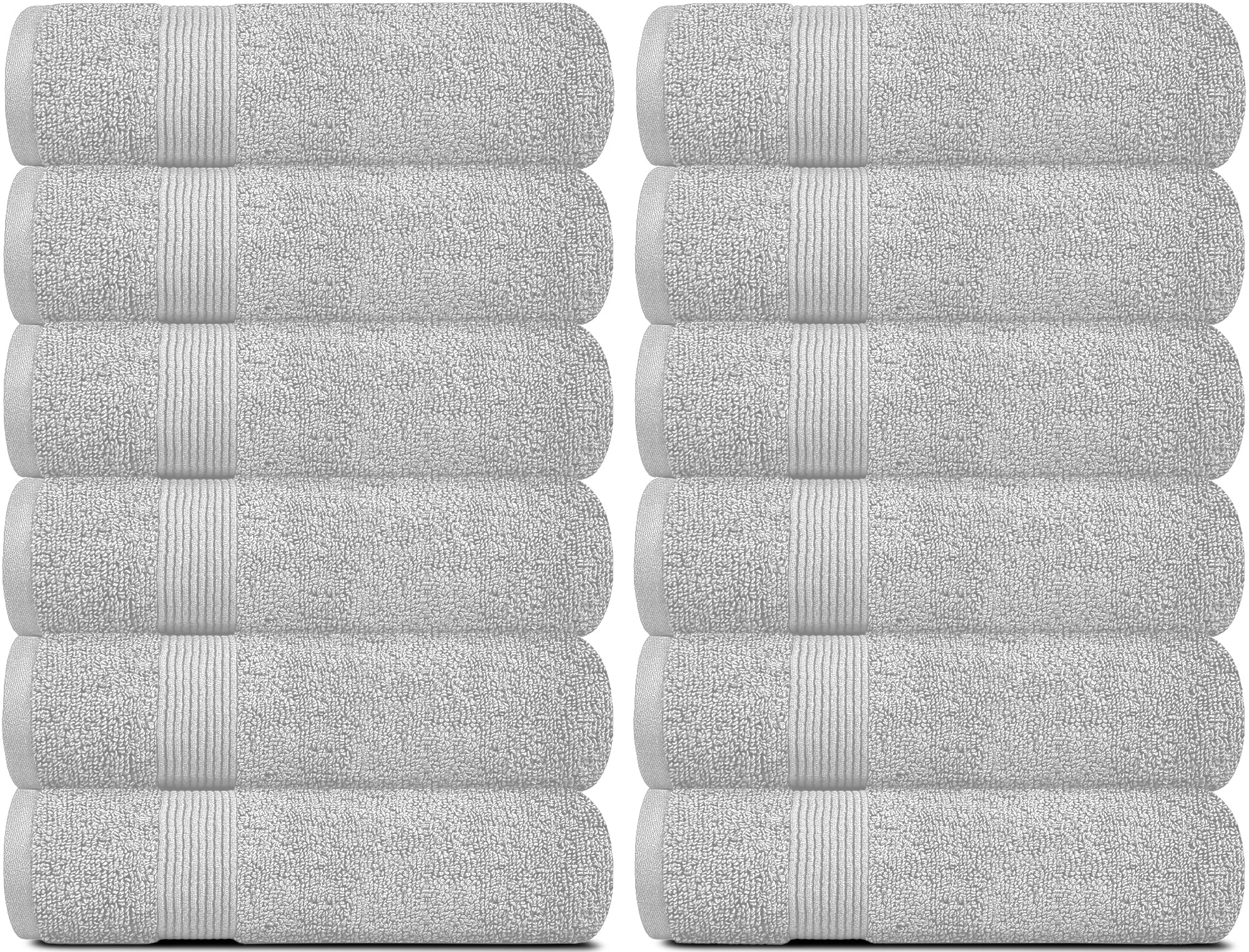 White Classic Resort Collection Soft Washcloth Face & Body Towel Set | 12x12 Luxury Hotel Plush & Absorbent Cotton Washclothes [12 Pack, Dolphin Grey]