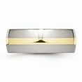thumbnail image 3 of Stainless Steel and Real 14kt Yellow Inlay 8mm Polished Band Size: 13; for Adults and Teens, 3 of 6