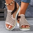 thumbnail image 4 of Dakaela Orthopedic Wedge Sandals for Women Dressy Walking Sandal Summer Platform Beach Shoes Beige 9, 4 of 7