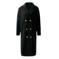 thumbnail image 4 of LoyisViDion Coat Women Casual Long Sleeve Loose Solid Woolen Double Breasted Coat Black 6(M), 4 of 5