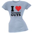 thumbnail image 1 of I Heart Tattooed Guys Light Blue Juniors Soft T-Shirt, 1 of 1