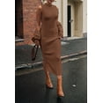 thumbnail image 3 of Conjunto de Vestido Maxi de Punto de 2 Piezas para Mujer PRETTYGARDEN Marrón Talla L, 3 of 8