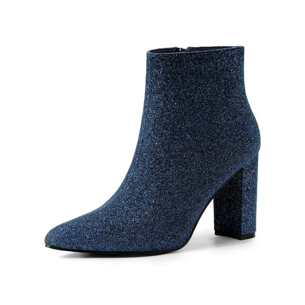kralen Bondgenoot Redelijk Allegra K Women's Glitter Pointed Toe Block Heeled Ankle Chelsea Boots -  Walmart.com