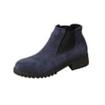 thumbnail image 2 of BRGZLK Chelsea Ankle Boots for Women Classic Versatile Slip-On Low Chunky Heel Comfortable Short Booties Easy On Commute Work Shoes with Side Zipper Blue 38, 2 of 9