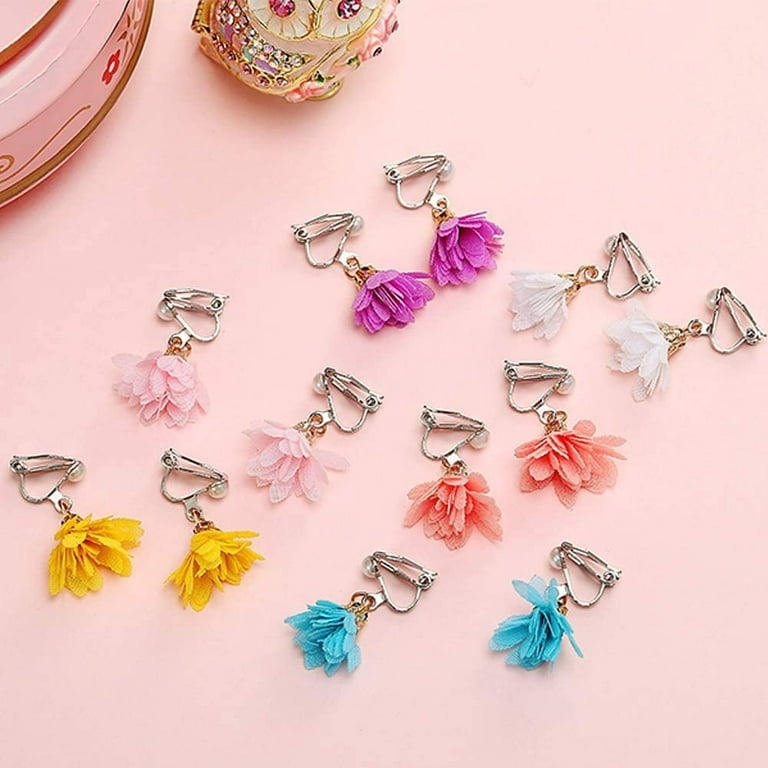 5 Pairs Little Girls Jewelry Kids Clip On Earrings Toddler Dress Up Earrings