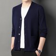 thumbnail image 4 of uikmnh Men's Knitted Cardigan Autumn and Winter Long Sleeved V Neck Wool Yarn Knit Sweater Jacket Trend Texture Solid Colour Button, 4 of 5