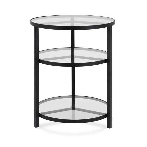 3 Tier Modern Round Glass Side End Table Night Stand In Blackened Bronze For Living Room Bedside Home Office 24 H X 18 5 L X 18 5 W Walmart Com Walmart Com