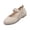 Beige, variant on Girls Dress Shoes Glitter Side Bow Scalloped Mary Jane Flats, Round Toe Single Strap Slip On Ballet Shoes for School Wedding Flower Girl & Daily Casual Party Beige 10C