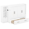 thumbnail image 4 of Euroco Wood Queen Size Murphy Bed with Shelves and USB Ports, Convertible Cabinet Wall Bed, White, 4 of 12