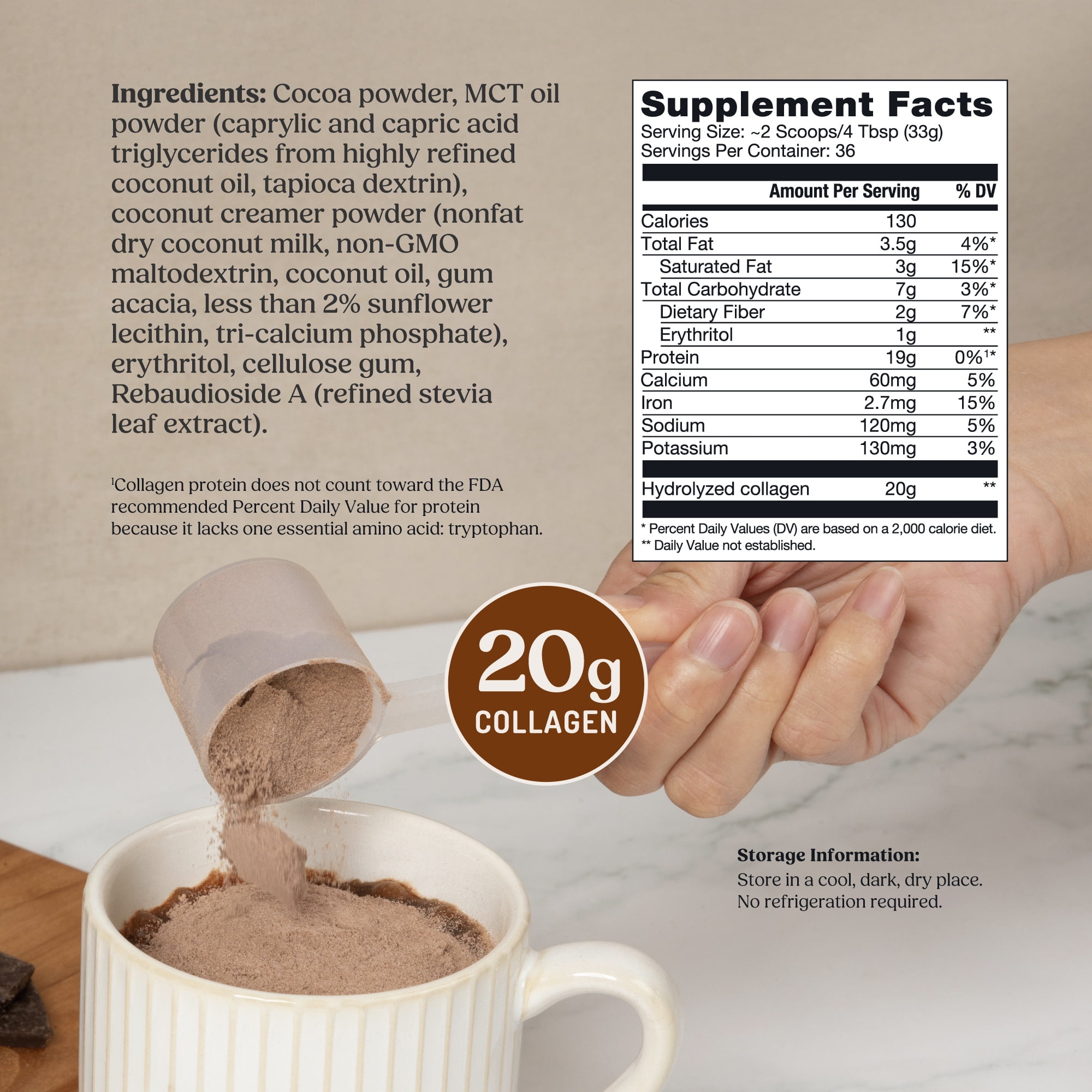 Bulletproof Chocolate Collagen Protein Powder with MCT Oil, 19g Protein, 42.3 Oz, Value Size, Collagen Peptides and Amino Acids for Healthy Skin, Bones and Joints