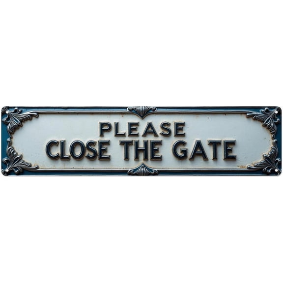 Please Close The Gate Vintage Metal Tin Sign Retro Wall Dcor for Entryway Patio Porch 4 x 16 Inches