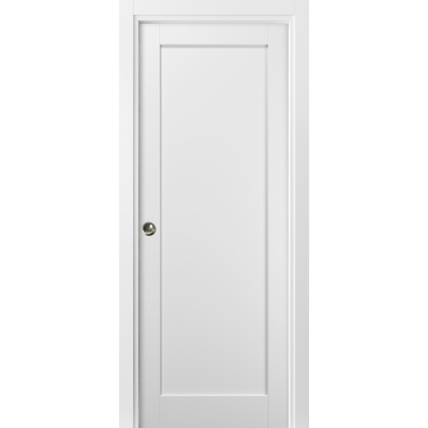 Panel Pocket Door 36 x 84 with Frames Quadro 4111 White Silk Kit