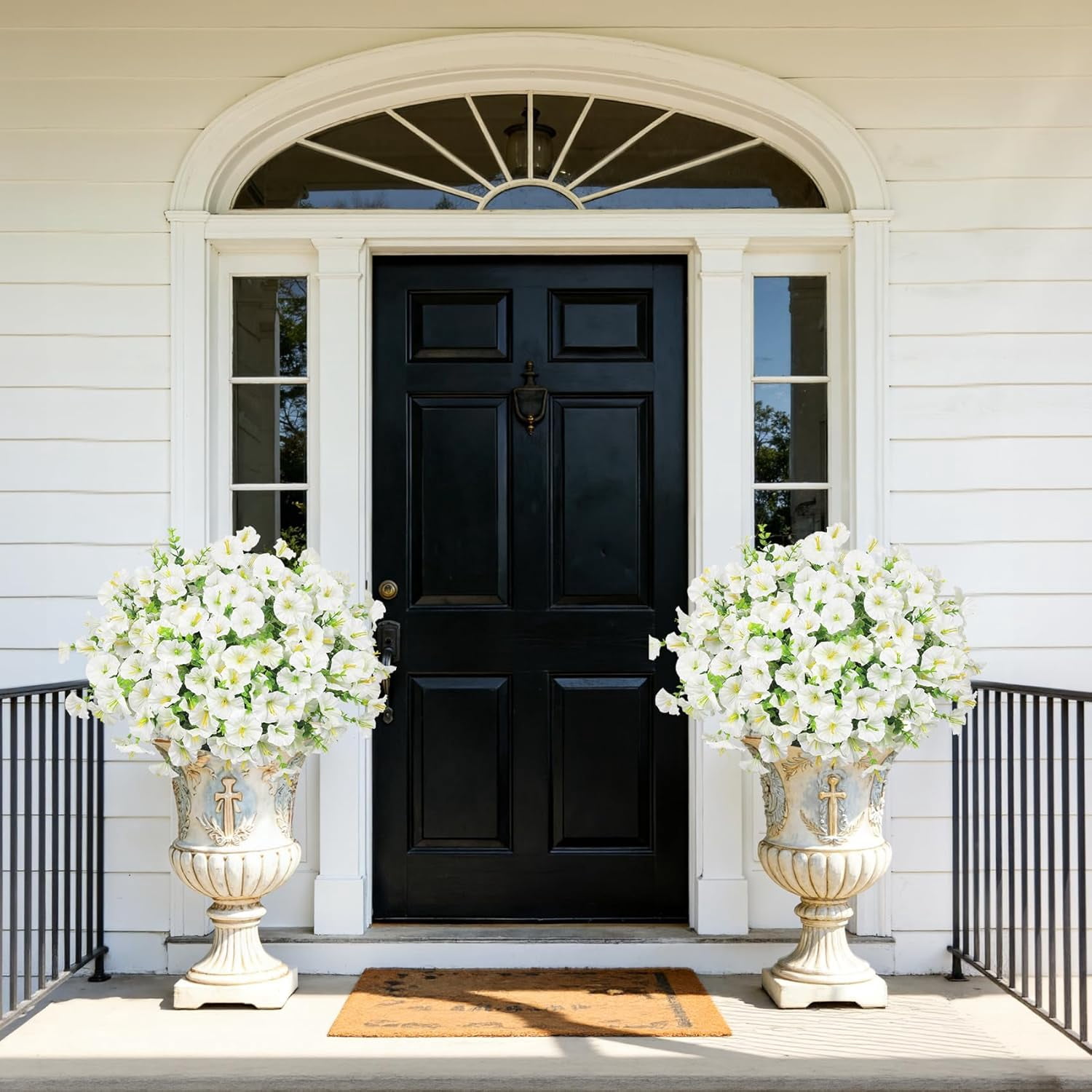 12PCS Outdoor Artificial Flowers, UV Resistant No Fade Faux Greenery, Spring Summer Decoration for Garden Porch Yard Home Cemetery Decor