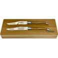thumbnail image 6 of Laguiole en Aubrac Luxury Fully Forged Full Tang Stainless Steel Steak Knives 2-Piece Set, Teak Wood Handles, Brushed Stainless Steel Bolsters, 6 of 8