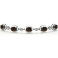 thumbnail image 3 of Gem Stone King 925 Sterling Silver Brown Smoky Quartz and Lab Grown Diamond Bracelet for Women | 4.15 Cttw | Gemstone Birthstone | Oval 7X5MM | Fully Adjustable 9 inch, 3 of 6