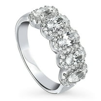 BERRICLE Sterling Silver 5-Stone Wedding Rings Cubic Zirconia CZ Cocktail Anniversary Band for Women, Rhodium Plated Size 4