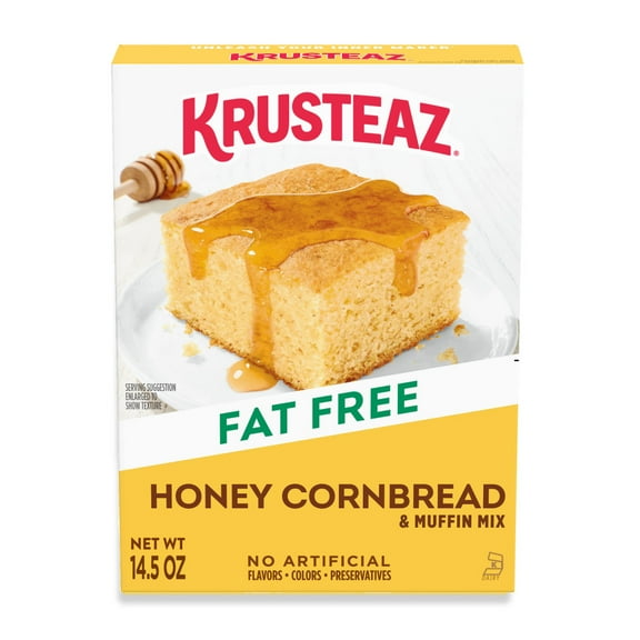Krusteaz Fat Free Honey Cornbread and Muffin Mix, Honey Cornbread Mix, 14.5 oz Box