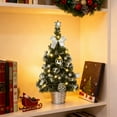 thumbnail image 5 of EclipseJewels 16 Inch Pre-Lit Potted Christmas Tree with LED Lights and Decorations, Mini Tabletop Xmas Tree for Office Desk Home Holiday Festive Decor,Red, 5 of 5
