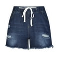 thumbnail image 4 of Jsaierl Jean Shorts for Women Plus Size Summer Relaxed Fit Denim Shorts Elastic Waist Pants Ripped Pull On Bermuda Jean Shorts 2025, 4 of 7