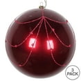 thumbnail image 4 of Vickerman 6" Berry Red Candy Finish Curtain Ornament with Glitter Accents, 3 per Bag, 4 of 4