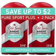 Old Spice Sweat Defense, Invisible Solid, Antiperspirant Deodorant for Men Stick, Pure Sport Plus, 2.6 oz (2 Pack)