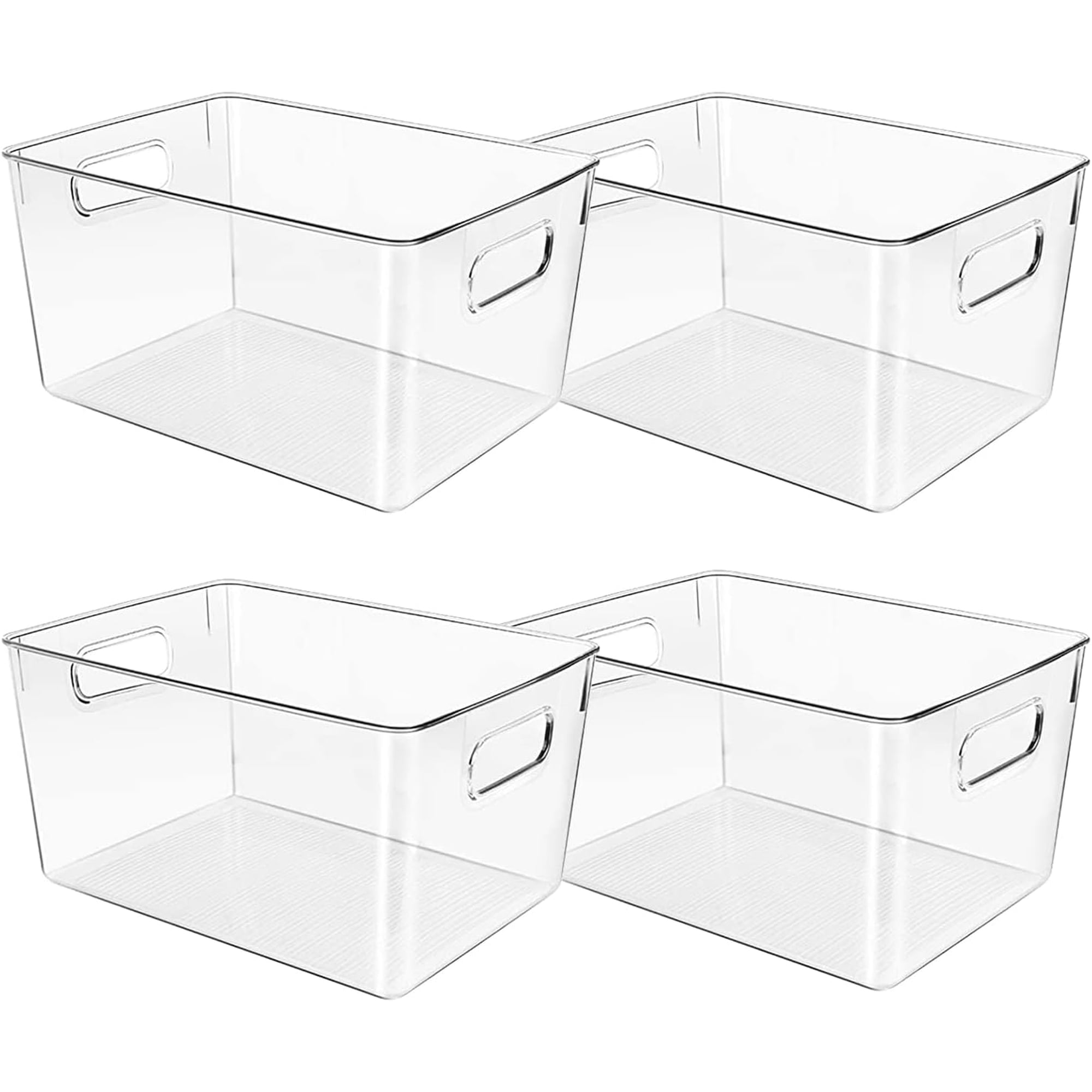 Clear Plastic Storage Bins Pantry Organizers and Storage or Kitchen Organization and Storage Containers Bins for Organizing Fridge Freezer Bathroom Pantries Refrigerator Cabinet Organizer Bin