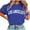 Blue, variant on HomeDM Women's Crew Neck Summer Tops, Short Sleeve Loose Fit Dressy Letter Print Casual Tee Shirts - White/L