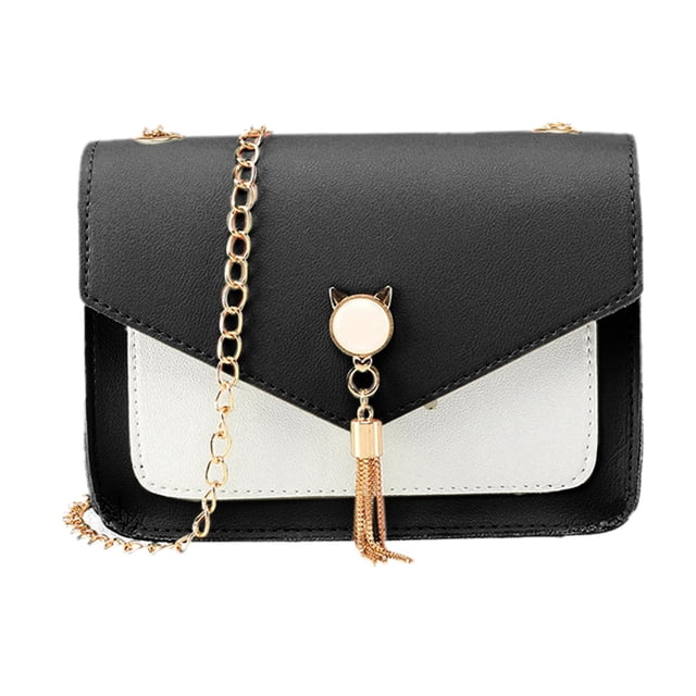 Bolso bandolera de cuer mujer Portatarjetas Bolso bandolera con broche grande principal y frontal para lápiz labial, teléfono, efectivo, monedas Negro Baoblaze embrague de hombro para mujer