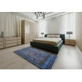 thumbnail image 5 of Ahgly Company Machine Washable Indoor Rectangle Industrial Modern Silk Blue Area Rugs, 7' x 9', 5 of 7