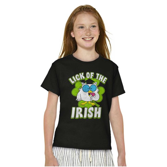 Luck of the Irish Clover Tootsie Owl Crewneck T Shirts Boy Girl Teen Brisco Brands S