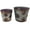 Purple, variant on S/2 Metal Pots Planters Buckets Fall Autumn Thanksgiving Decor Maple Leaf Design Indoor Outdoor 5.5" & 4.5" H Purple