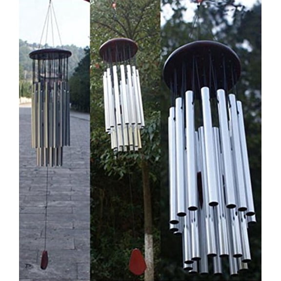 Large Wind Chime 27 Tubes Silver Metal Tube Church Home Garden Hanging Decorations Outdoor Bells Wind Chime Bells