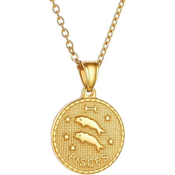 shiyou-GoldChic Jewelry Gold Zodiac Coin Necklace for Women Men, Constellation Horoscope Astrology Pendant Necklaces Lucky Jewelry