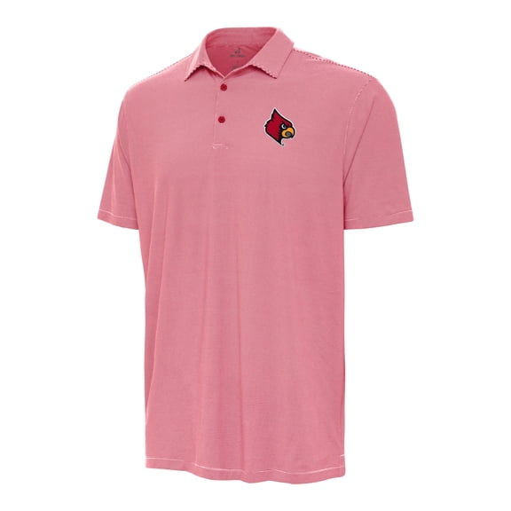 Men's Antigua Red/White Louisville Cardinals Twine Polo