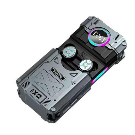 JOGZMZ Wireless Bluetooth Earphones Semi in Ear Colorful RGB Digital Mode Metal Mecha Style Sliding Cover Cool Earphones