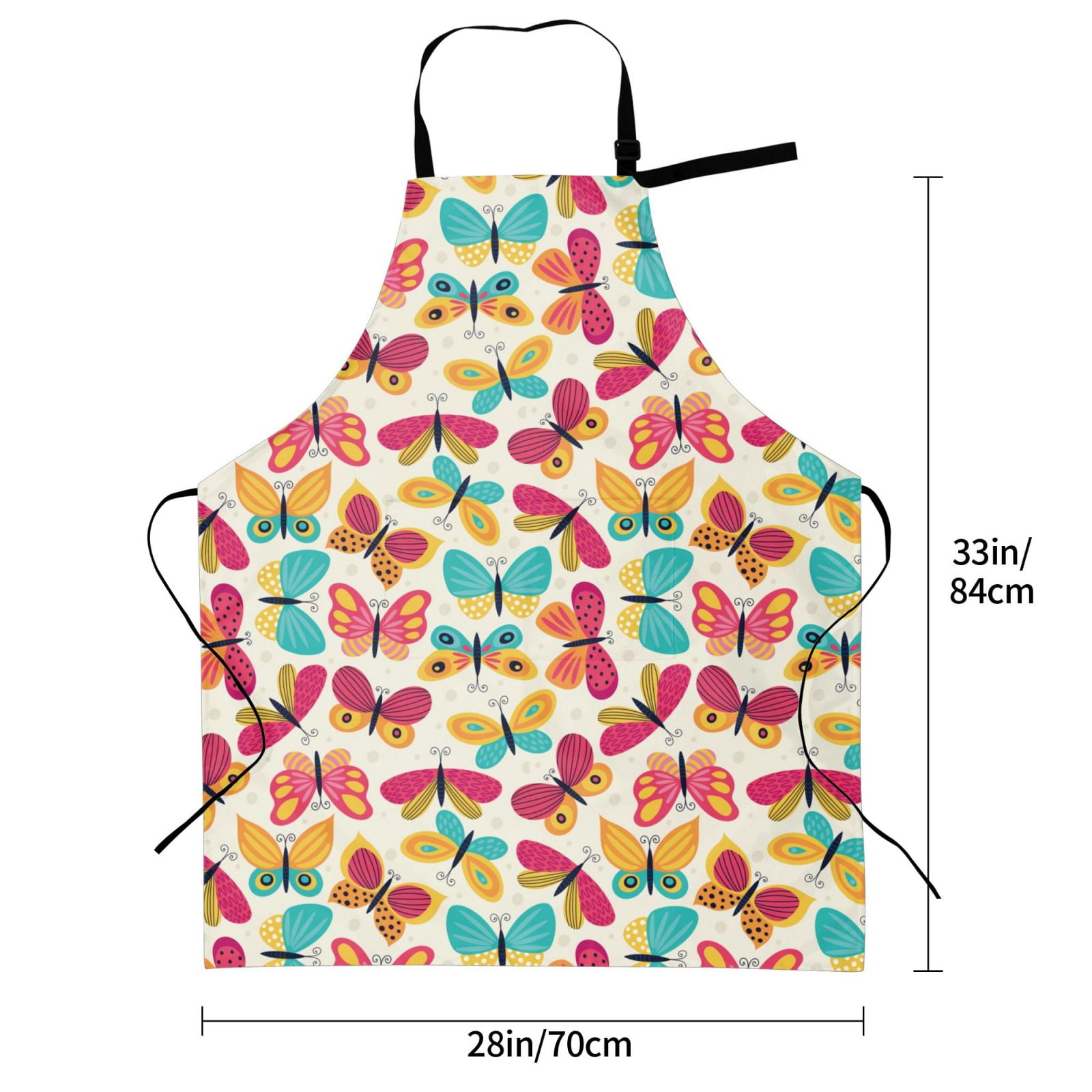 Kdxio Colorful Butterflies Apron with Pockets Adjustable Kitchen Aprons for Men Women Waterproof Aprons for Cooking,Drawing,Crafting, Baking Household Cleaning