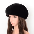 thumbnail image 5 of Boina de piel auténtica de visón para mujer, gorros de piel de invierno, boinas a la moda para mujer, gorros cálidos para boinas para mujer, 5 of 5