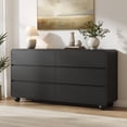 thumbnail image 3 of Aufeile 4 Piece Curved Dresser and Nightstand Set for Bedroom, 6 Drawer Dresser, Tall 5 Drawer Chest & 2 Nightstands with Charging Station, Modern Curved Profile Bedroom Furniture Set, Black, 3 of 13