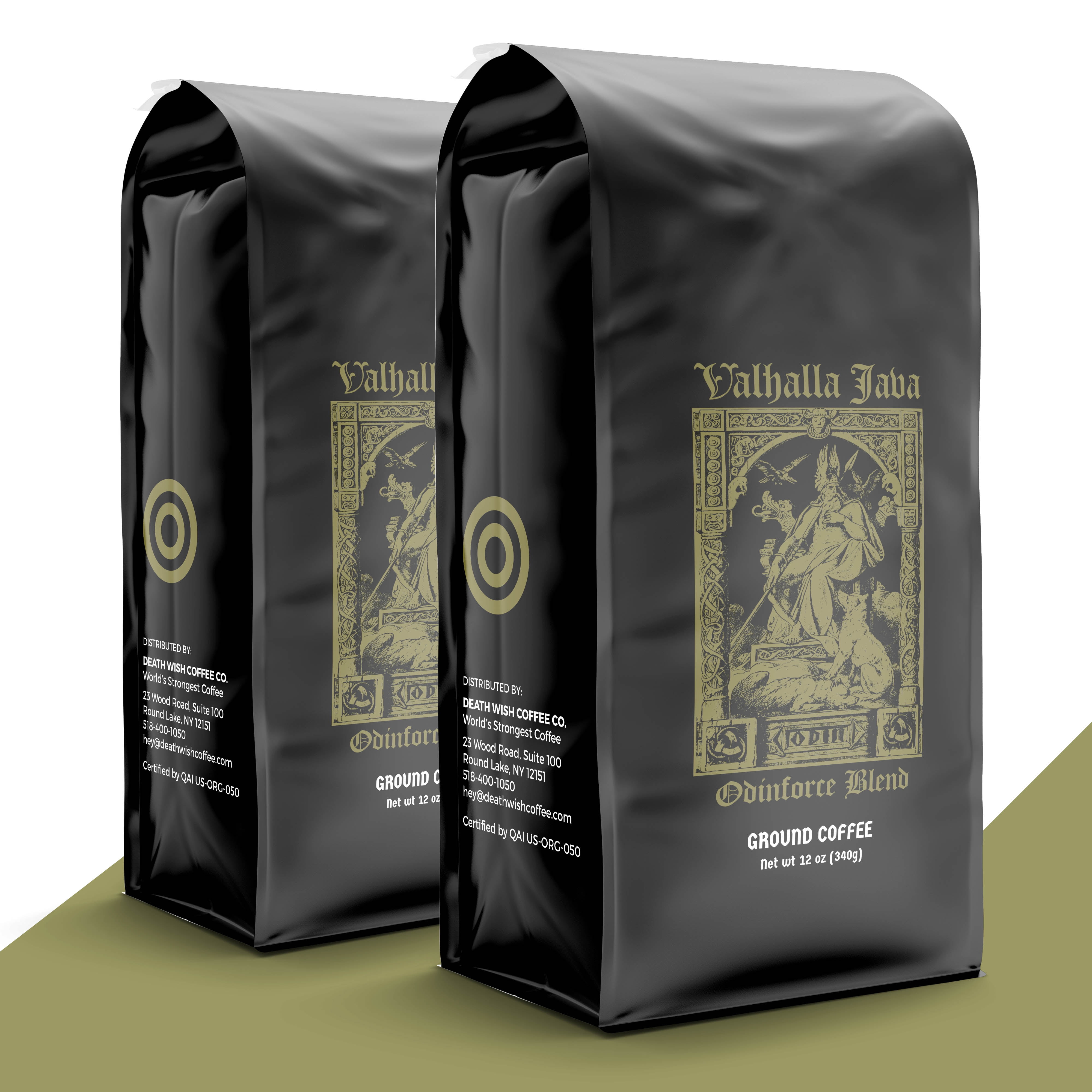 VALHALLA JAVA Bagged Coffee Grounds [12 Oz.] World’s Strongest Coffee