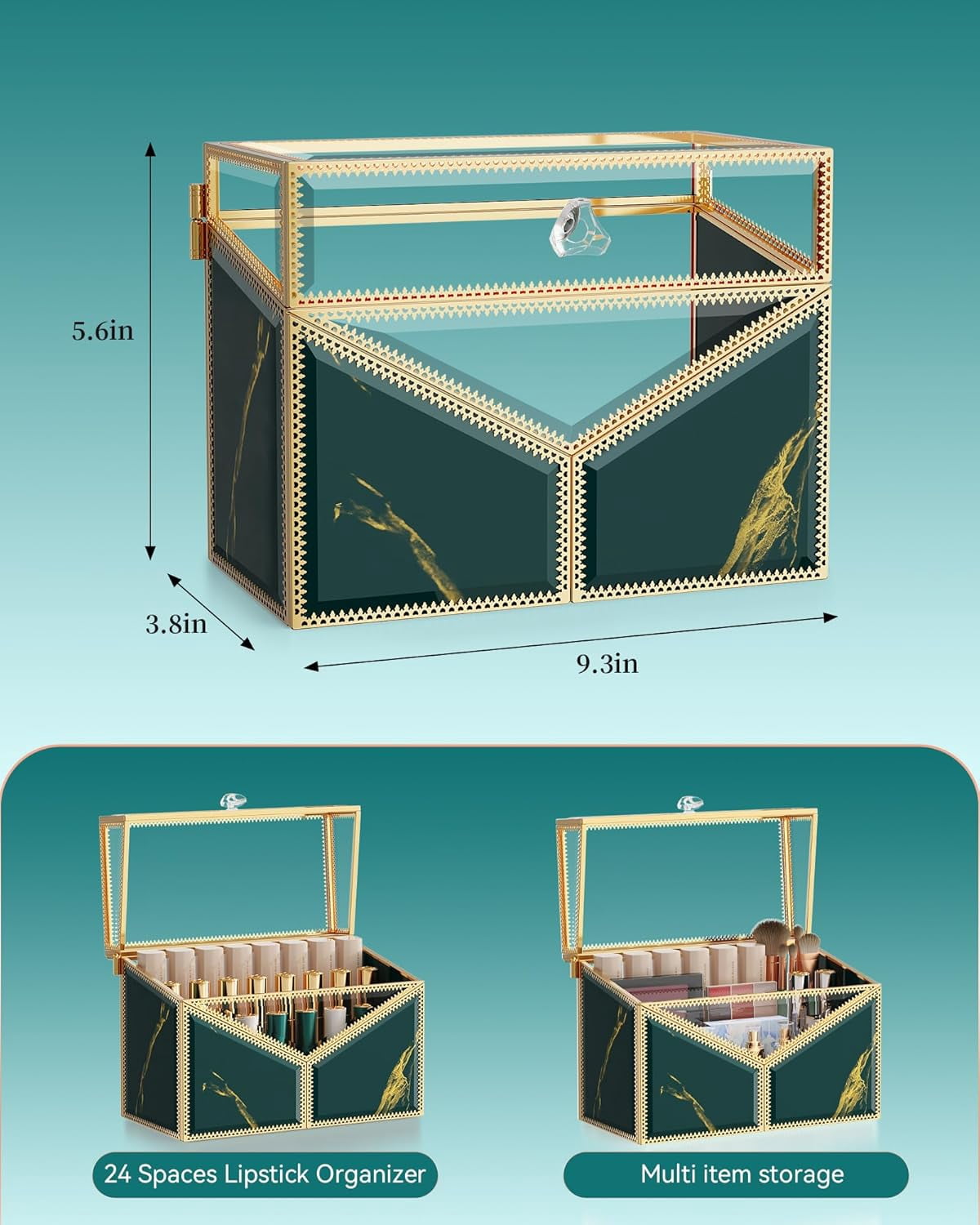 Lipstick Organizer Lipstick Holder - 24 Spaces, Tempered Glass Lip Gloss and Perfume Organizer,Vanity Lipstick Holder and Organizer.