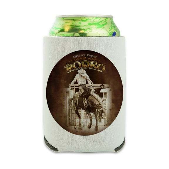 Cowboy Western Rodeo Vintage Horse Bucking Riding Can Cooler - Drink Sleeve Hugger Collapsible Insulator - Beverage Insulated Holder
