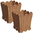 thumbnail image 3 of happimess Silas Modern Farmhouse Resin 3.3-Gallon Tapered Square Wicker Waste Basket with Scalloped Edge, Natural (Set of 2), 3 of 6